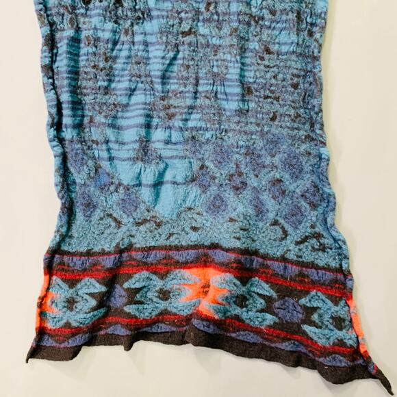 KAPITAL Blue Multi Color Abstract Wool Scarf - Picture 3 of 4